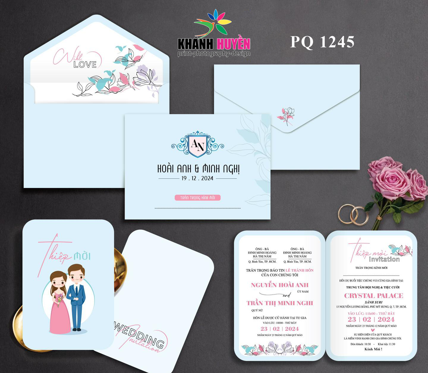 in thiệp cưới đẹp giá rẻ đồng xoài, bình phước khánh huyền